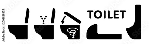 洋式トイレ、和式トイレ、男性用トイレのベクターイラストセット