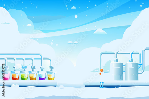 Dairy Processing Pasteurization Scene With Technic