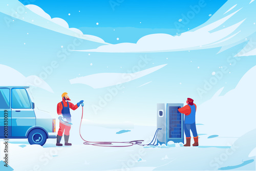 Hvac Repair Pad Scene With Technician Using Mani