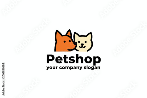 Dog and Cat Symbol for Pet Shop Branding on White Background