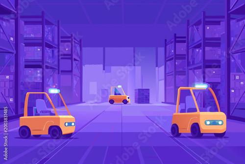 Autonomous Forklift Fleet Scene With Driverless fo