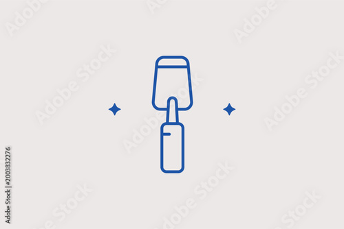 Putty knife line icon for plastering walls and surface preparation. Professional vector illustration for masonry tool catalogs and renovation service brochures.