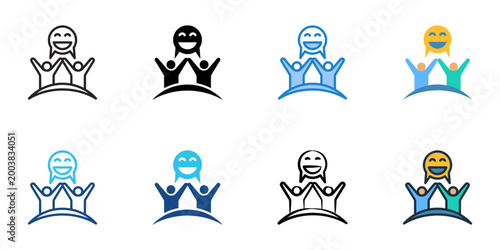 Icebreaker activities icons set multiple style collection. Editable stroke 
