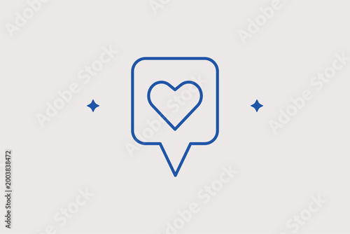 Favorite location line icon for saved places and personalized travel wishlists. Heart-themed vector illustration for social media check-in apps and restaurant discovery platforms.