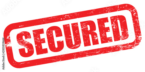Foto Red rubber stamp vector with bold 'SECURED' text prominently displayed isolated