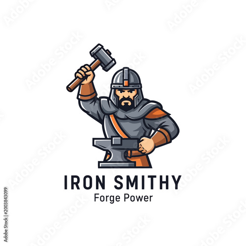 Cartoon medieval iron smith blacksmith hammer.