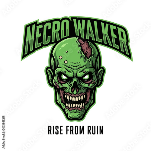 Green Skull with Open Mouth.