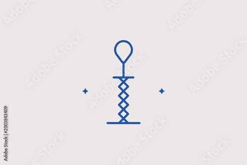 Double end bag line icon for timing practice and defensive reflex training. Specialized vector illustration for boxing coaching manuals and gym equipment maintenance guides.
