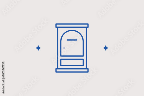 Wardrobe cabinet line icon for bedroom storage and clothing organization systems. Sturdy vector illustration for closet design websites and home furnishing retail banners.