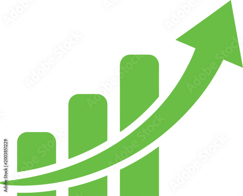 Εκτύπωση καμβά Green growth bar chart icon Vector
