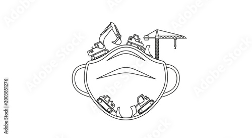 Fotografie Line drawing of a cup with city.