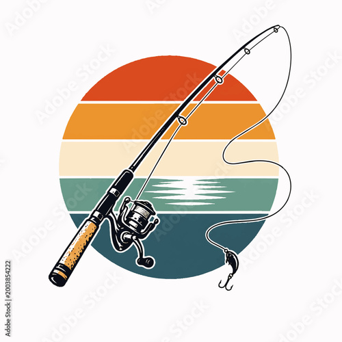 Spinning Fishing Rod With Reel And Lure.
