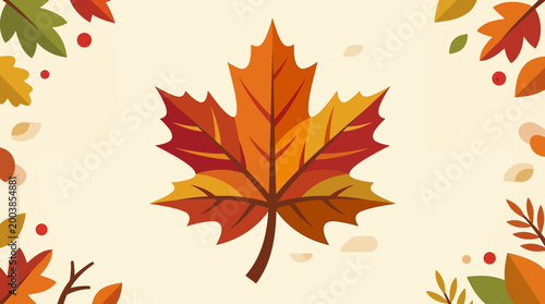 Photography Colorful illustration of autumn maple leaves.