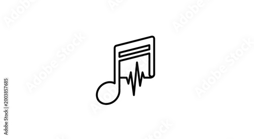 Foto Musical note with heartbeat rhythm symbol.