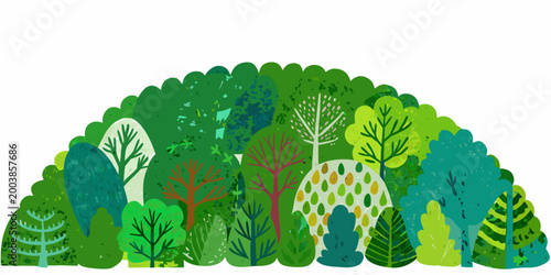 Fotografía Stylized forest landscape with colorful trees and foliage digital illustration o