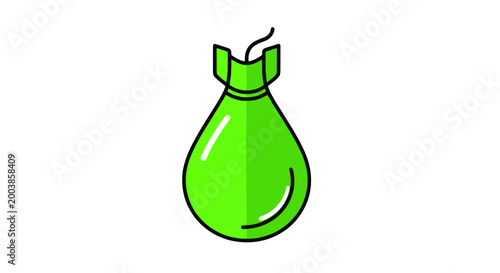 Photos Green bomb icon, cartoon style, danger concept, isolated on white background