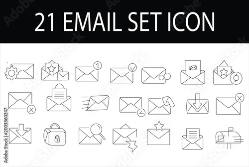 Photos Set of mail envelope icon in linear style