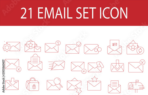 Photos Set of mail envelope icon in linear style