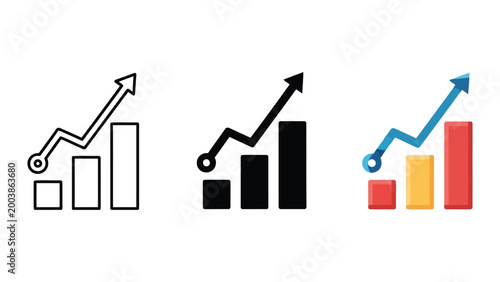 Free Download Growing Bar Chart with Arrow Showing Upward Trend, Business Growth Vector Illustration - GFXLoad