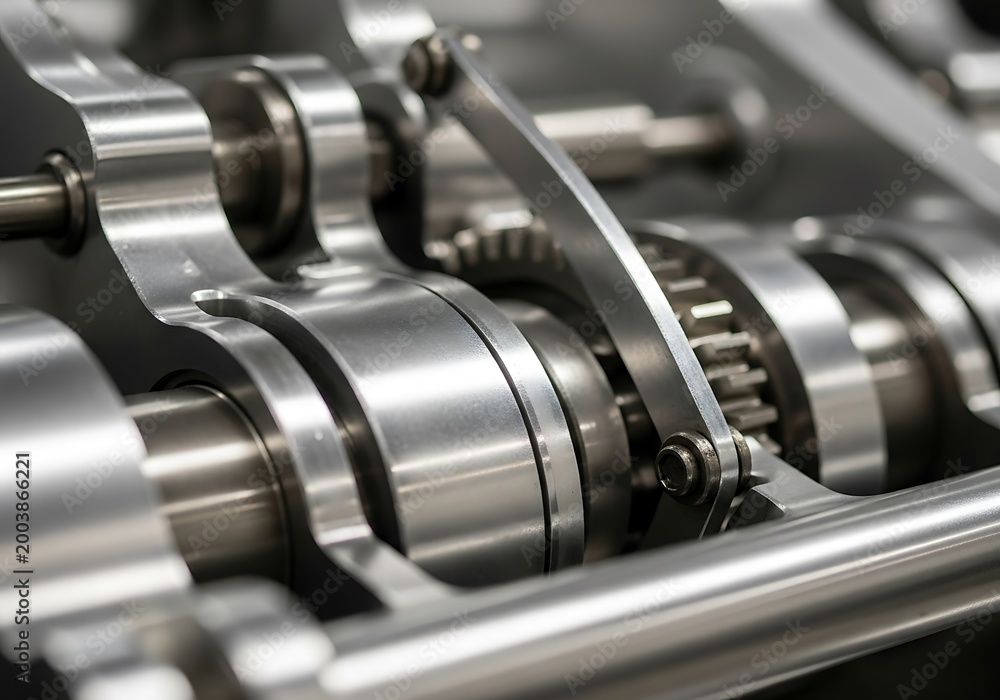 Fototapeta premium High Precision Mechanical Engineering Metal Parts Close-Up