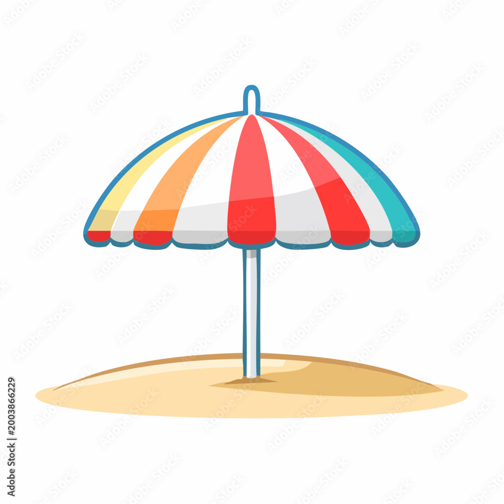 Obraz premium Colorful Beach Umbrella on Sand