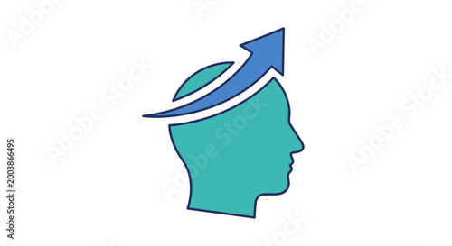 Fotografie Personal Growth and Progress Concept with Upward Arrow Inside Human Head Profile