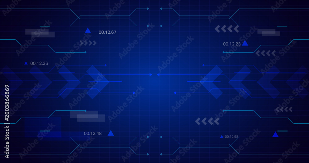 Obraz premium Futuristic Cyber Technology Background with HUD Interface Elements and Copy Space for Text