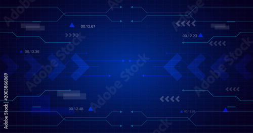 Futuristic Cyber Technology Background with HUD Interface Elements and Copy Space for Text