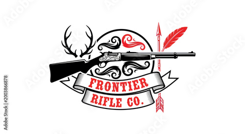 Vintage Frontier Rifle Co. Logo with Antlers and Arrow