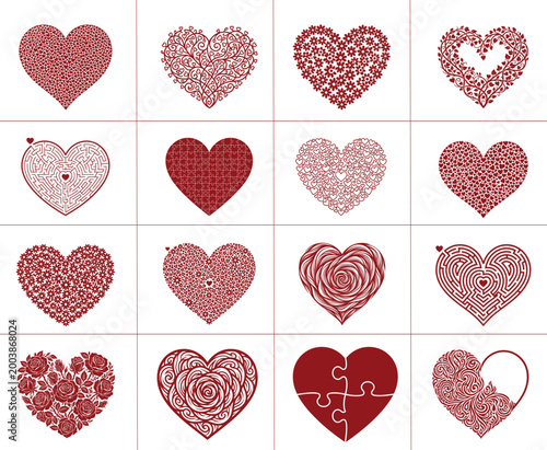 Heart Shape Design Collection – Romantic Love Hearts, Decorative Valentine Elements Vector Set