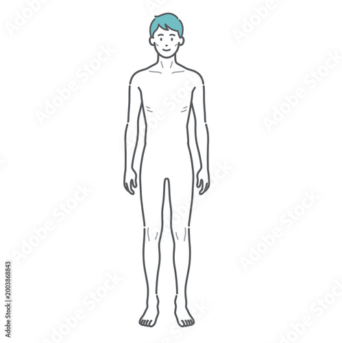 痩せ型の成人男性の全身イラスト（正面）