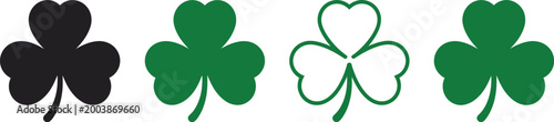 Tableau sur toile Adobe Illustrator Artwork Set of 4 shamrock leaf icons vector illustration, simp
