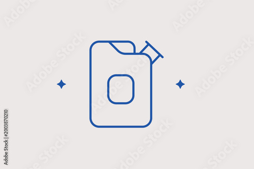 Jerrycan line icon for fuel storage and emergency roadside gasoline delivery. Practical vector illustration for travel preparation guides and fuel station promotional materials.