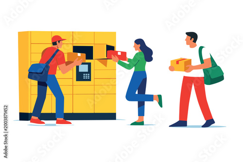 Parcel locker system allows customers to pick up packages securely anytime.