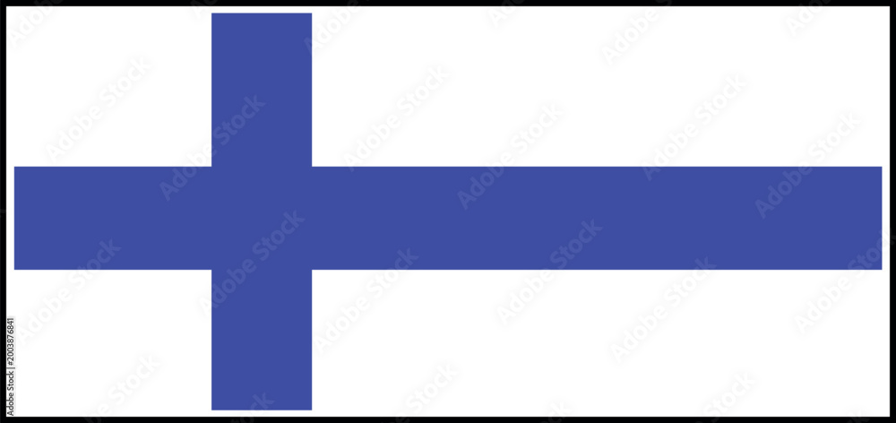 Naklejka premium Finnish flag with blue cross on white background in simple graphic design for national representation.