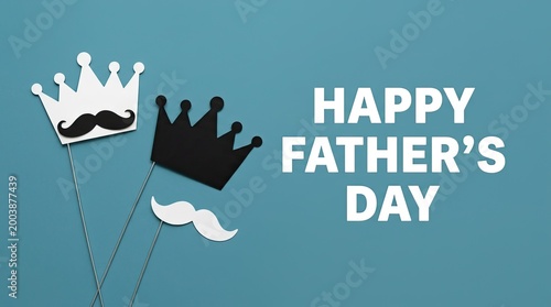 Happy father's day celebrating dad with crowns and mustaches