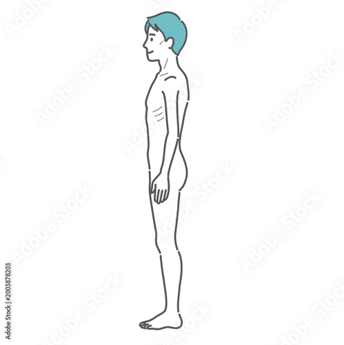 痩せ型の成人男性の全身イラスト（側面）