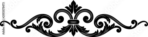 Fleur de lis style scroll flourish with sweeping side wings vector can Editable