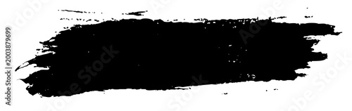 Bold black brush stroke with rough edges on white background