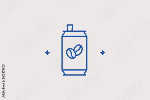 Coffee can line icon for packaged ground coffee and retail storage. Convenient vector illustration for supermarket catalog pages and home coffee storage tips.