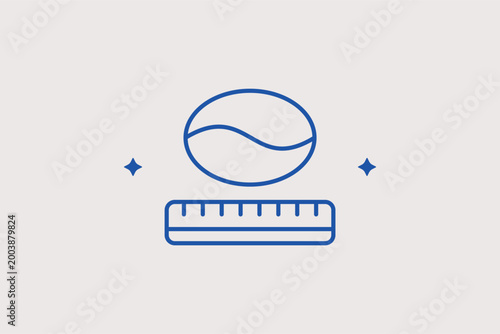 Coffee bean size measurement line icon for sorting and grading professional beans. Technical vector illustration for coffee production manuals and export quality standards.