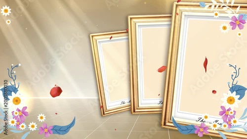 Green screen frames with floral decorations