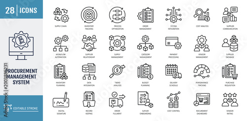 Obraz na płótnie procurement management icon set