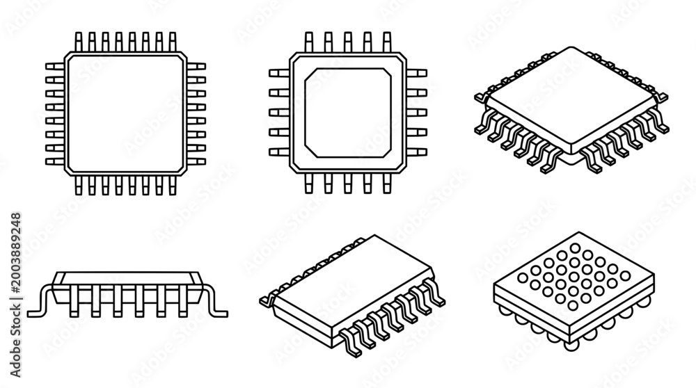 Fototapeta premium Collection of Minimalist Line Art Illustrations for Electronics