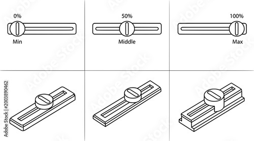 Slider control showing min, mid, and max settings in line art