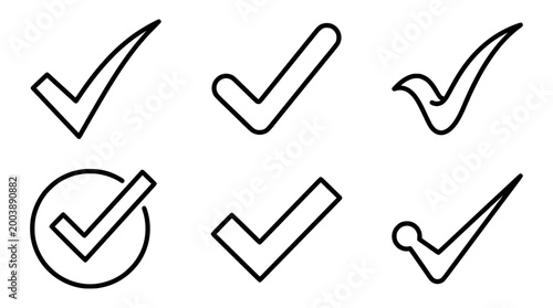 Minimalist Vector Checkmarks and Symbols Collection Line Art Design