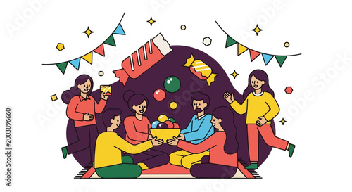 People celebrate Chocolate Day with joyful friends at a party