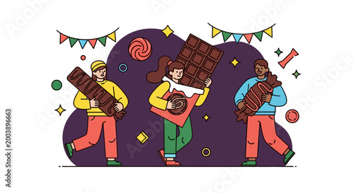 People celebrate Chocolate Day with a joyful chocolate celebration outdoors
