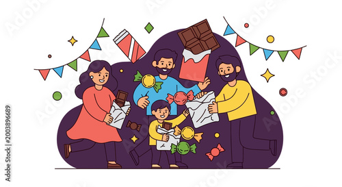 Family celebrates World Chocolate Day with joyful festivities and sweet treats together