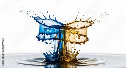 Two Color Liquid Drop Collision Synergy Concept